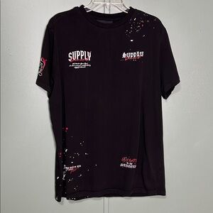 Supply And Demand Hackney Short Sleeve T Shirt Mens Size Large Black/Red/White